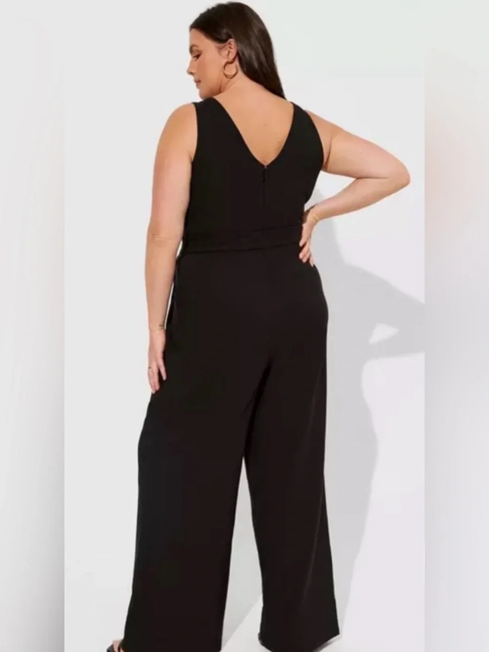 Torrid NWT Black Refined Crepe Surplice Sleeveless Jumpsuit